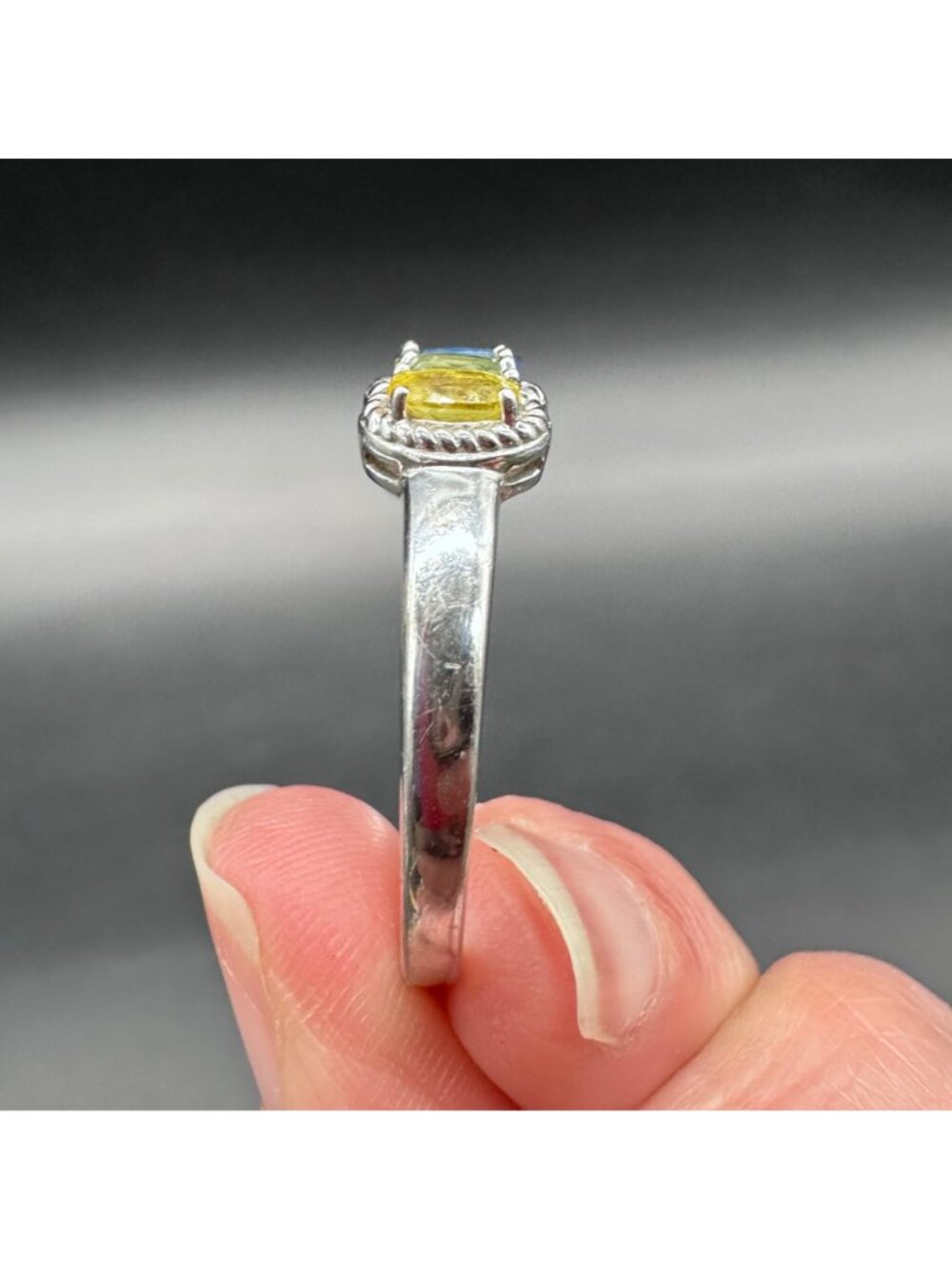Vintage Sterling Silver Multicolor Gemstone Ring Rainbow Statement Size 10.75 - Picture 6 of 11